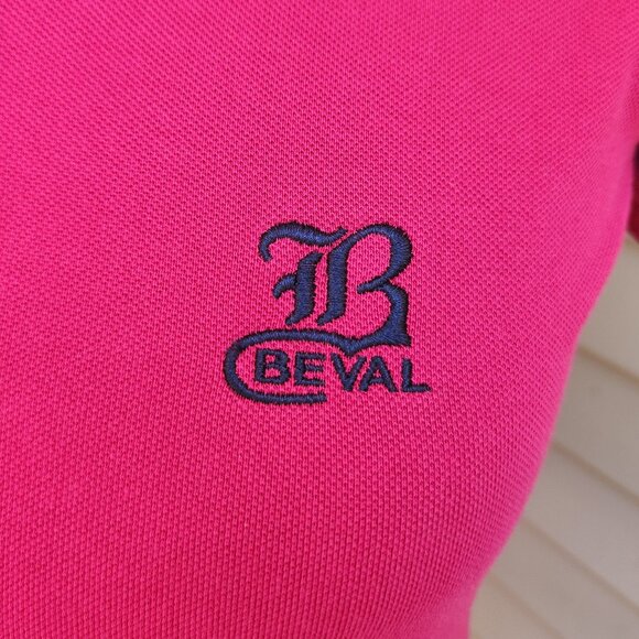Beval Fuchsia Pink Polo Shirt Basic Top 100% Cotton Short Sleeves Solid - Picture 5 of 12